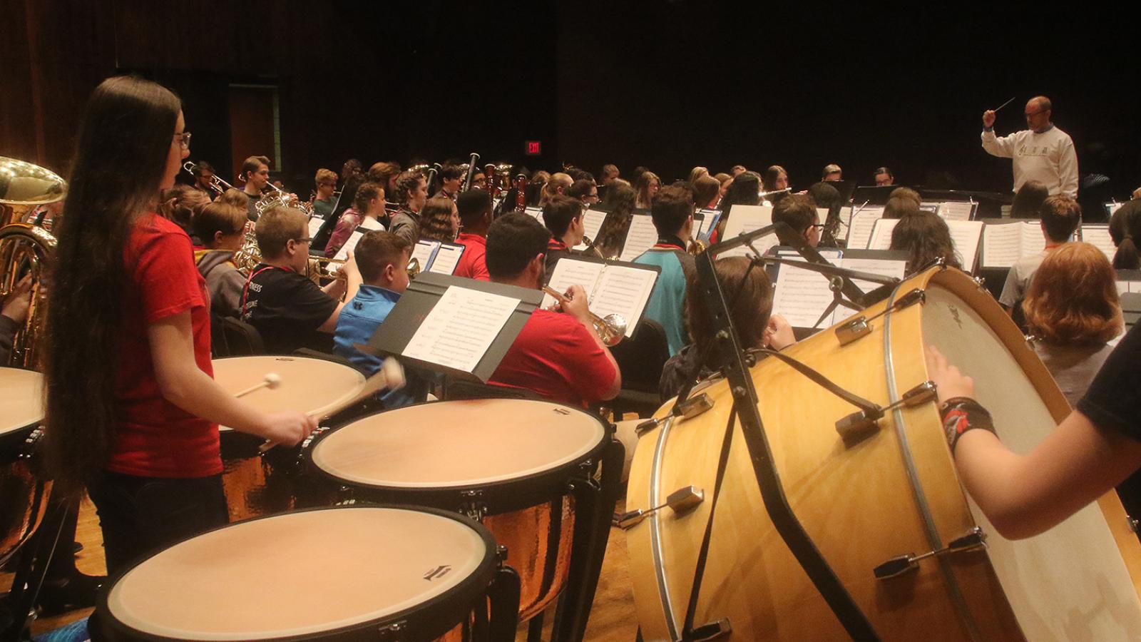 Middle School Honor Band 2019 group rehearsal