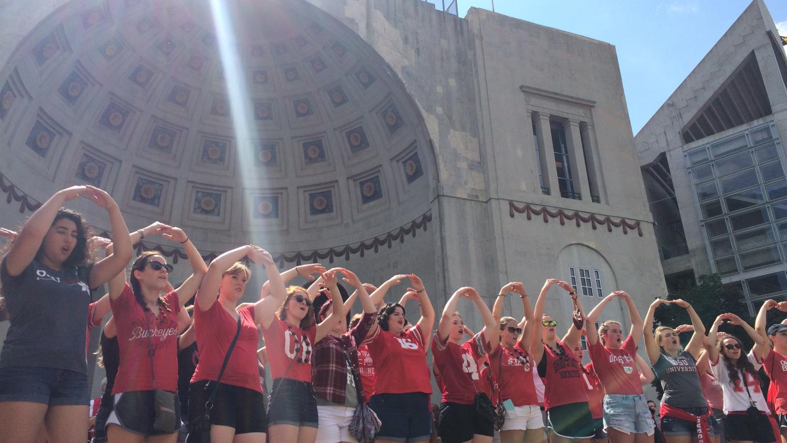 Women's Glee Club performs at tailgate parties and The Shoe on Game Day